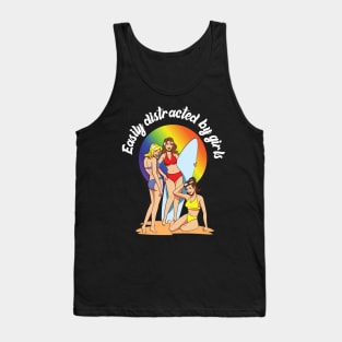 Easily Distracted by Girls  LGBT equality Rainbow Lesbian Tank Top